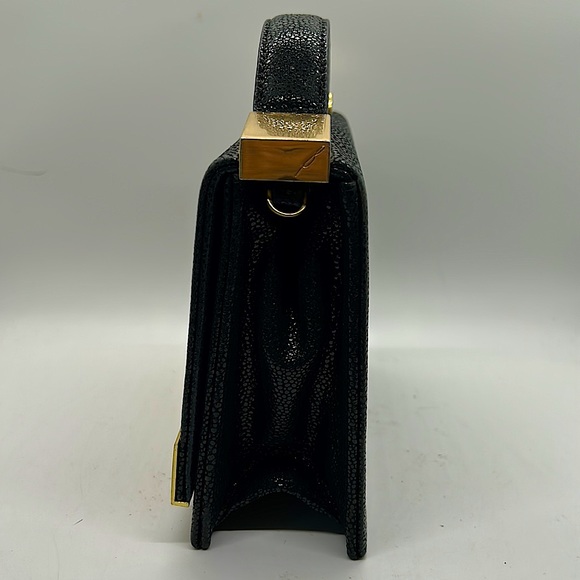 Brian Atwood Gorgeous Vintage Black Leather Evening Clutch Purse Bag ❤️❤️ - Picture 3 of 11